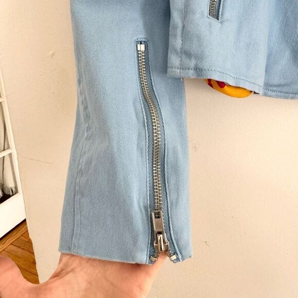 Color Me Courtney Blue Motorcycle Style Cotton Jacket Size 12 - Picture 5 of 8